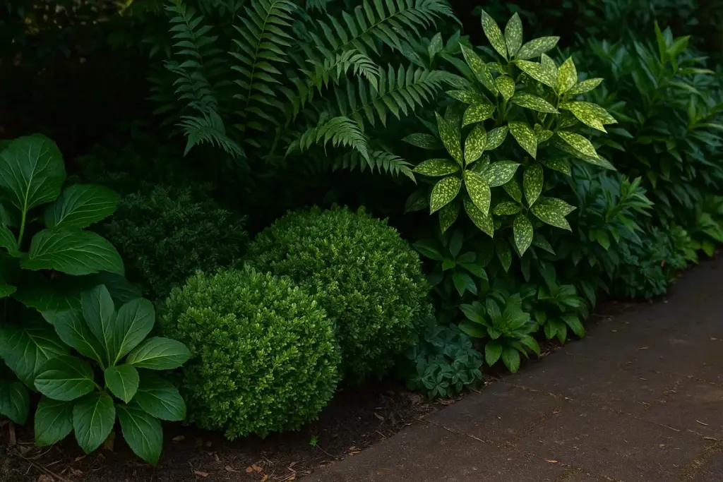 Piante sempreverdi per bordure in ombra: quali reggono senza perdere compattezza
