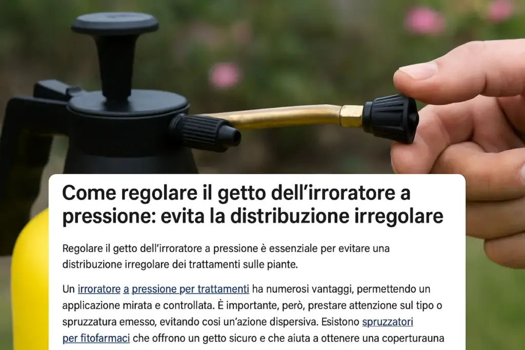 Come regolare il getto dell’irroratore a pressione: evita la distribuzione irregolare