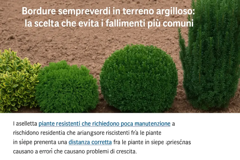 Bordure sempreverdi in terreno argilloso: la scelta che evita i fallimenti più comuni