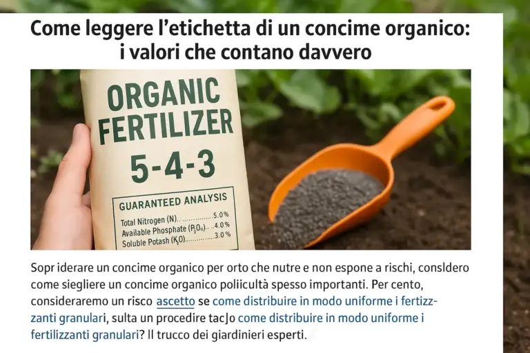Come leggere l’etichetta di un concime organico: i valori che contano davvero