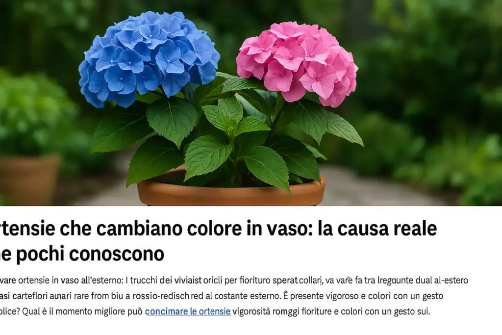Ortensie che cambiano colore in vaso: la causa reale che pochi conoscono